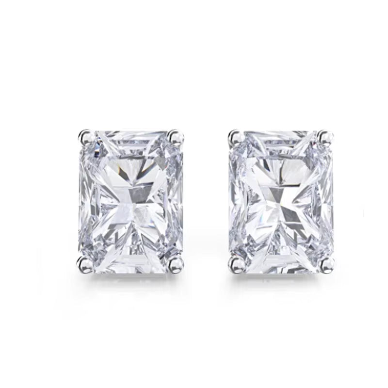 D Color Princess Cut Moissanite Earring S925 Sterling Sliver Plated with 18K White Gold Earrings for Women Fine Jewelry