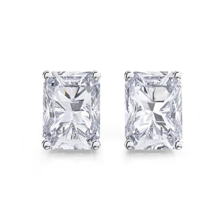 D Color Princess Cut Moissanite Earring S925 Sterling Sliver Plated with 18K White Gold Earrings for Women Fine Jewelry