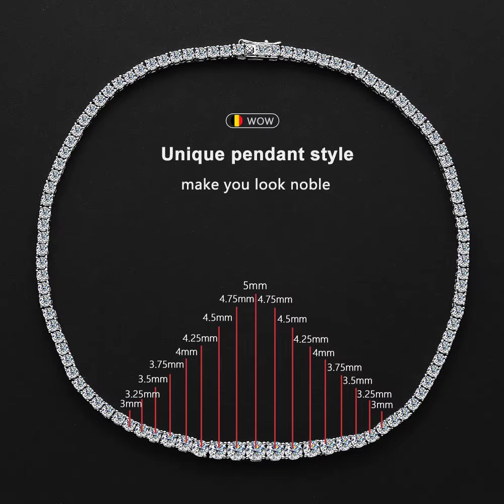 Moissanite Tennis Necklace for Woman Wedding Jewely with Certificate 925 Sterling Sliver Plated 18K White Gold Necklace