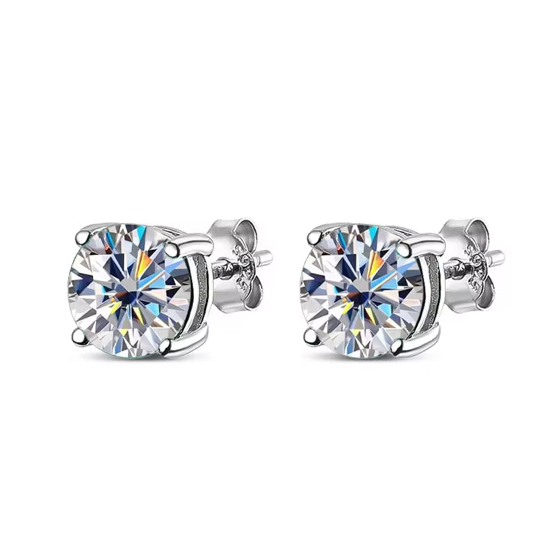 D Color Moissanite Earring S925 Sterling Sliver Plated with 18K White Gold Earring for Women Man Sparkling Fine Jewelry
